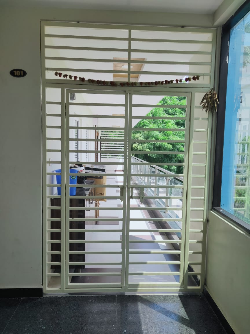 Custom entrance safety grille door fabrication